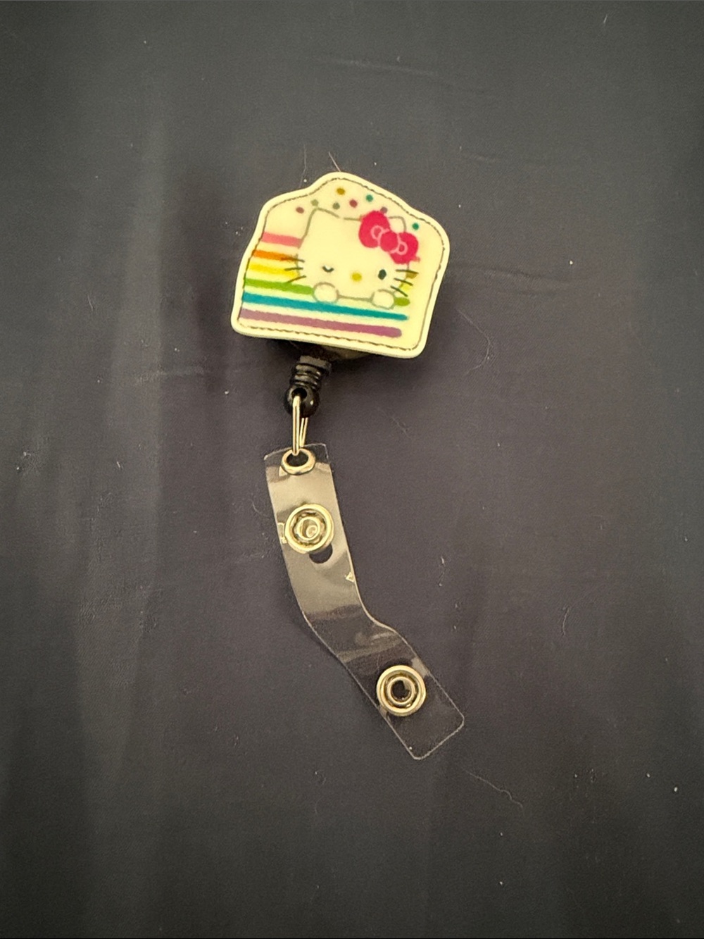 Hello Kitty Rainbow Stripe Retractable Badge Reel - Multicolor